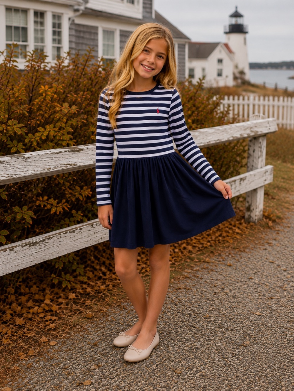 NWT Polo Ralph Lauren Striped Stretch Ponte Dress Preppy Classic Thanksgiving